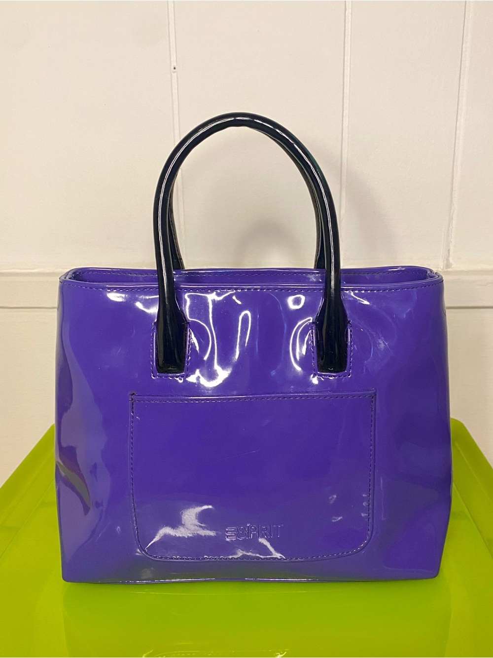 Small Patent Purple HandBag with Black Handles